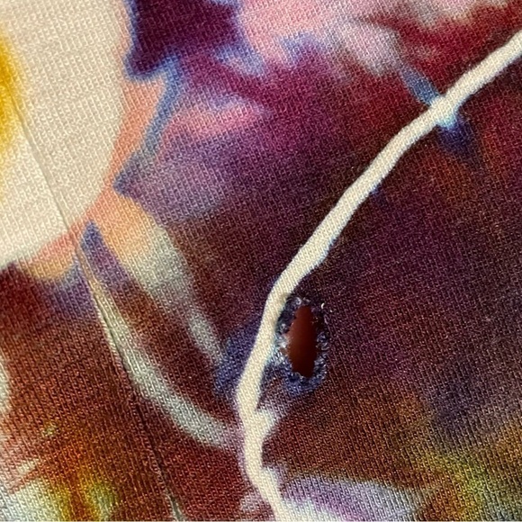 Fabulous hand tie dyed rayon rainbow duster short sleeves jewel tones funky M/L - Picture 10 of 11